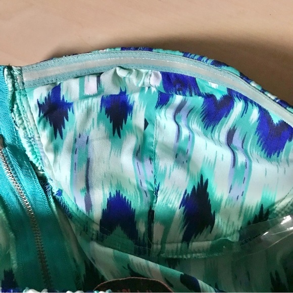 ENVY ME S Aqua Blue Green High Low Boho strapless summer dress Size Small - Picture 12 of 15